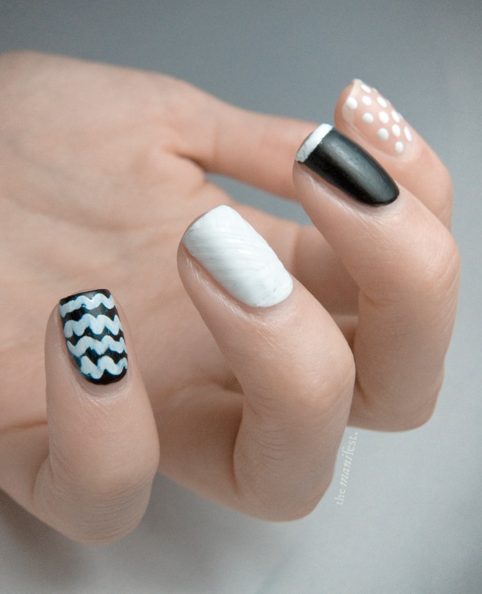 Black and white nail art